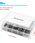 Killer 200 Piece Metric Square Nut Assortment Kit Forged From 304 Stainless Steel M3 M4 M5 M6 M8 M10 Sizes in storage box