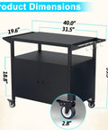Weather Resistant Outdoor Grill Table With Storage And Mobility, Movable Bbq Grill Cart For Patio And Backyard with dimensions shown