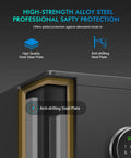 Deluxe Touch Screen Digital Safe With Biometric Fingerprint Lock Fireproof Boss Level Security Box showing alloy steel plate.