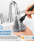 Washing Replacement Vacuum Filter Set For Eureka Blaze Stick NES215A under tap with brush, showing maintenance ease.