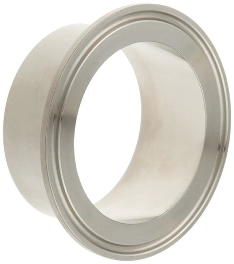 Sanitary Fitting With 316L Stainless Steel Long Weld Ferrule Schedule 10 For Two Inch Tube OD, viewed from side