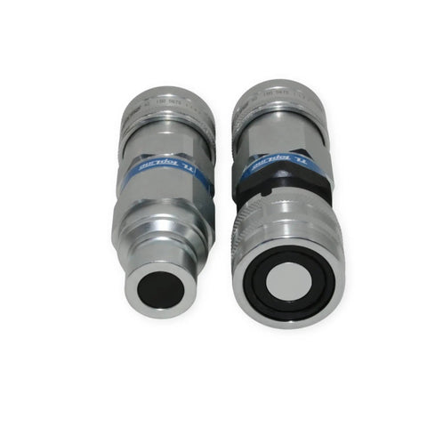 Built Tough Half Inch Hydraulic Quick Connect Coupler Adapter Set Rock Solid Flat Face To Agri Style Fittings With Zinc Plated Casing And Dust Covers For Tractor Hydraulics