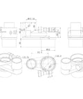Attachable 52mm Particle Guard Boot For CNC Router Dust Collection technical drawing with dimensions