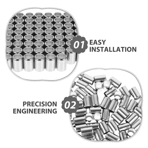 100Pcs Hydraulic Hose Fitting Ferrules Stainless Steel High Pressure Crimp Sleeves Pipe Couplings for Easy Install