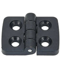 Close-up of a single black nylon hinge from the Ten Pack Nylon Plastic Butt Hinges For Boxes Cabinets Windows And Small Doors