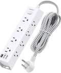 12 Outlet Surge Protector Power Strip With 5 Ft Flat Plug, 3 USB Ports, Wide Space Sockets For Big Adapters, Wall Mountable, ETL Listed