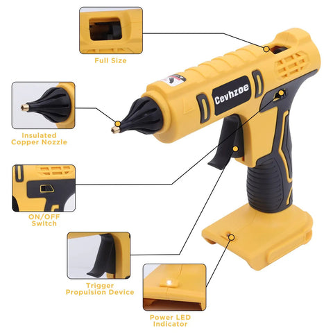 Cordless Hot Glue Gun Kit Powered By A 20V Battery Includes 20 Glue Sticks 0.43 Inch And Insulated Copper Nozzle Full Size Tool