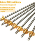 Beefed Up T10 Trapezoidal Lead Screw For 3D Printers, 10mm Diameter, 2mm Pitch, 14mm Lead, 304 Stainless Steel Rod With Copper Nut, Lengths From 100mm To 1000mm, Plug And Play Replacement With Smooth Linear Motion. 3D printer T10 lead screws with copper nuts, stainless steel, multiple lengths