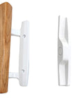 Sliding Patio Door Handle Replacement Set With Wood Interior Pull And White Zinc Diecast Pull And Chrome Plated Brackets Fits Three Point Nine Seven Five Inch Screw Hole Space Non Key Design White Brackets Cost Effective Upgrade For Worn Or Broken Patio