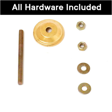 All hardware included for 100 Piece Ceramic Drawer Knobs Multicolor Wheel Handles, featuring nuts, washers, and a bolt.
