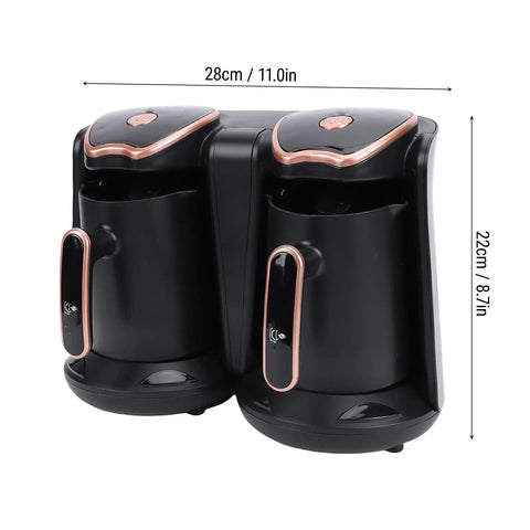 Beast 1200W Turkish Coffee Maker With Dual 1000ml Pots Adjustable Temperature For Home Office And Travel Durable ABS Build