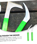 Green-handled scythe and claw from Six-Piece Gardening Tools Set For Weeding And Harvesting Scythe Root Removal Grass Cutting