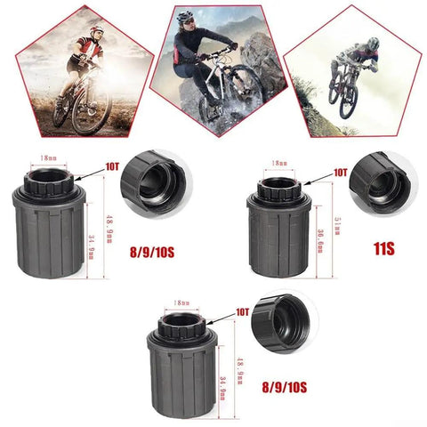 Rugged Steel Freewheel Hub Body For 8 9 10 11 Speed Cassettes Fits Novatec Hubs Rear Bike Replacement Part displayed above dimensions.