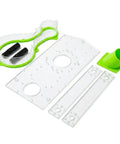 Components of Beast Mode Heavy Duty Full Size Router Sled Kit With Dust Collection System, including 3/8-inch acrylic parts and dust port.