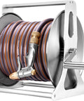 Top Notch Stainless Steel Hose Reel With Wall Mount Heavy Duty 40M Water Coil Rack And High Pressure Spray Gun for efficient watering.