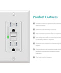 Six Pack Self Test GFCI Outlets With Tamper Resistant And Weather Resistant Construction, UL Listed, LED indicator shown