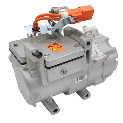 ES34C Air Conditioning Compressor Pump for Tesla Model S 2014 with heavy-duty aluminum housing and electrical connector.