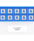 Build Tough 11Mm Square Straight Carbide Insert Tips For Woodturning And Lathe Tasks 30 Degree Bevel With Four Indexable Faces Swap In Anytime Replacement Blades That Bite Clean Without Haggle Sold As 10 Piece Pack For Real Results in blue storage box.