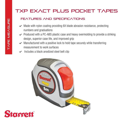 Heavy Duty Retractable Metric Pocket Tape Measure With Nylon Coating And Black Anodized Steel Belt Clip shown with specifications