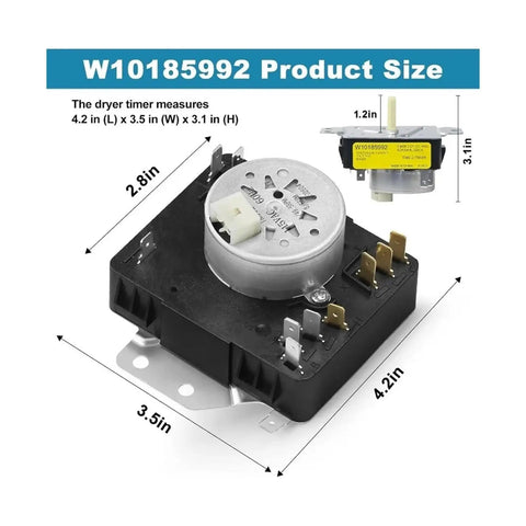 W10185992 Product Size diagram of Dryer Programmer Switch W10185992 Element for Kenmore Dryers, 4.2 x 3.5 x 3.1 in