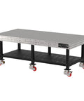 Heavy Duty Welding Fixture Table 96X48X36 Steel Workhorse With Built In Shelf Precision Laser Grid Rock Solid Leveled Surface on wheels.