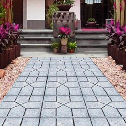 Pathway created using DIY Paver Mold For Garden Paths And Patios Reusable Concrete Stone Design Tool For Quick Easy Paving