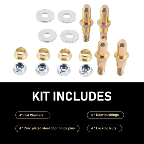 Door Hinge Pin And Bushing Kit Waterproof Metal Door Repair Kit Replacement Pins For 1999 Up GMC Sierra Silverado Chevrolet Full Size