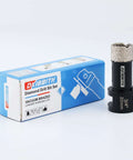 DKIBBIT Diamond Drill Bit Set, 3/4 in (20 mm) tile bit with vacuum-brazed tip and 5/8-11 to 3/8 hex shank adapter, black.