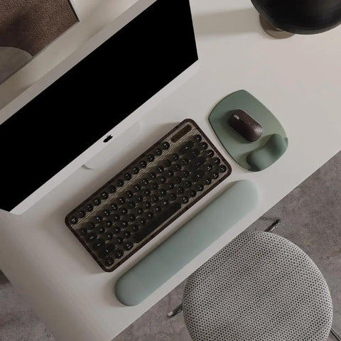 Gel Wrist Rest Mouse Pad With Contoured Cushion For Ergonomic Comfort, Sage Green Desk Accessory For Women, Cute Yet Pro Office Decor, Small Mouse Pad And Laptop Pad For Home And Office Use on desk