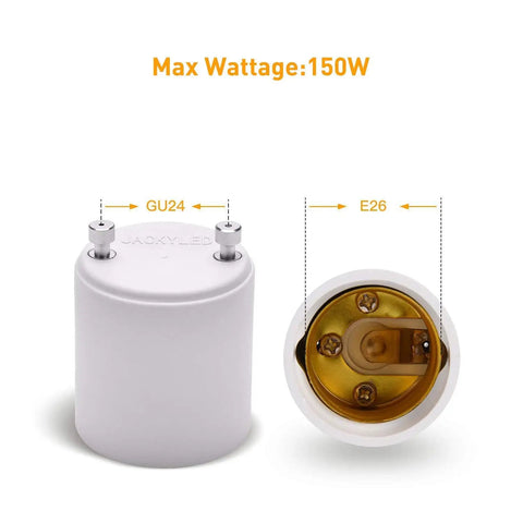 GU24 To E26 E27 Adapter 4 Pack Convert Bi Pin GU24 Fixtures To E26 Or E27 Screw In Sockets Heat Resistant Up To 392F