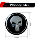 Badass Skull Print Wheel Hub Cap Covers 4 Pack Tough Metal Center Caps 2.24 inch size with detailed skull design.
