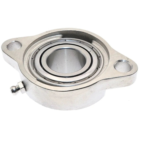 Solid Stainless Steel Two Bolt Flange Bearing Unit Deep Groove Ball Bearings Setscrew Locking Built Tough Heavy Duty Industrial Smooth Rotation Durability One Inch Size Mechanics Quality Tools Work Done Hassle Free Machine Repair Project, stainless bearing unit