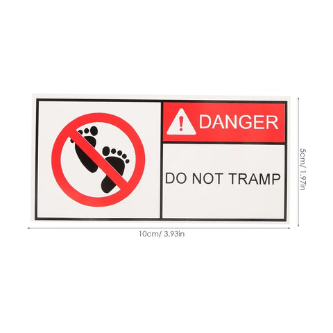 Self Adhesive Warning Sign Stickers PVC Material 2 Pack Multipurpose Eye Catching Reminder For Safety And Equipment In Warehouse Or Factory Easy To Apply Do Not Touch Caution Labels, featuring "Danger Do Not Tramp" text with foot symbol.