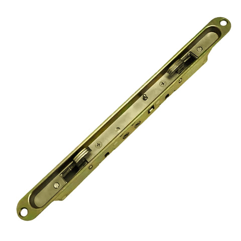 12.5 Inch Dual Point Double Hook Sliding Glass Door Mortise Lock With 3/8 Inch Recessed Plate And 12 Inch Hole Spacing