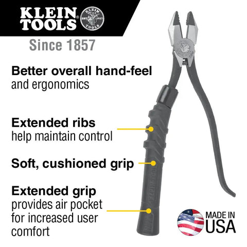 Plier Cushion Grip Kit With Heat Shrink Bands For Slim-Head Ironworker Pliers 201-7CST 2-Pack Made In USA, featuring extended grip