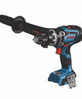PROFACTOR 18V Connected Ready Half Inch Hammer Drill and Driver Bare Tool with metal gearbox and grip handle, side view
