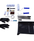 Ultimate Paint Roller Kit With Telescopic Extension Pole For Ladder Free Magic High Ceiling Covering; includes rollers, brushes, and tray.