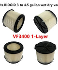 1 Pack Replacement Cartridge Filter Compatible With 3 To 4.5 Gallon Wet Dry Shop Vacuums 1 Layer Pleated Paper HEPA Filter