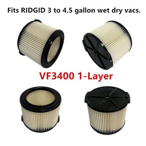 1 Pack Replacement Cartridge Filter Compatible With 3 To 4.5 Gallon Wet Dry Shop Vacuums 1 Layer Pleated Paper HEPA Filter