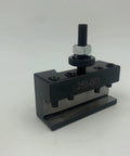Angle view of steel holder from Wedge Type Quick Change Tool Post Set For Mini Lathe 6 to 9 Inch Swing Steel Construction With Built In Quick Tool Change