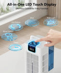 Touch display on 4 In 1 Personal Portable Air Conditioner And Humidifier, Mini Evaporative Cooler Fan with controls and functions