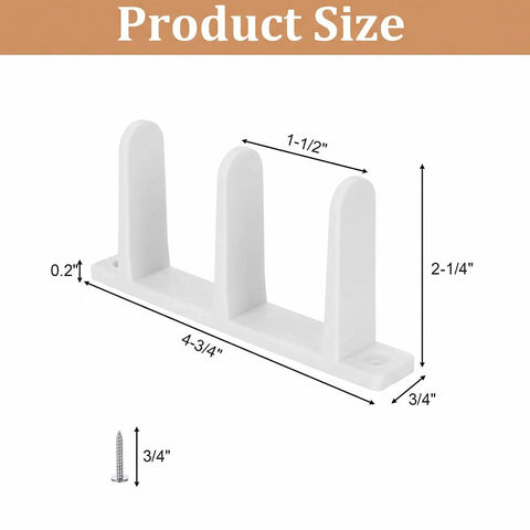 Four Pack Sliding Closet Door Floor Guide Set Built To Last With Universal ABS Bottom Guides Fit One And Three Eighths Inch Doors Complete Track Kit With Screws For Easy No Fuss Cabinet Installation White, size diagram