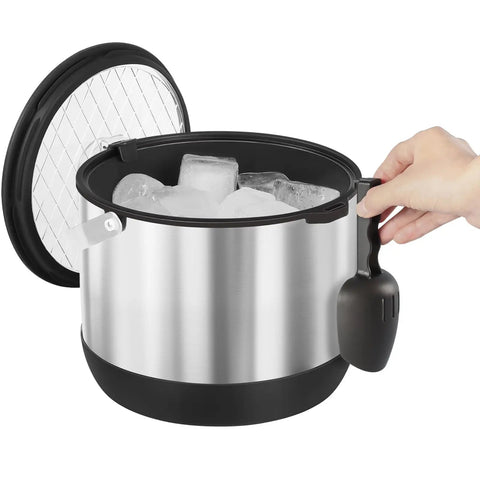 Insulated Ice Bucket For Parties With Scoop And Lid, Party Ready Large Capacity Double Wall Beverage Cooler with ice
