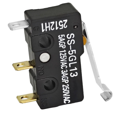 Built Tough Miniature Micro Switch Pack Of Four With Curved Tip Lever 3 Pin Limit Switch 5A 125VAC High Precision Mechanism