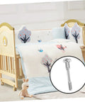 Dope Spring Loaded Crib Latch Replacement Kit With Plunger Pins, crib shown with silver iron latch pin detail