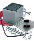 Badass Aluminum Battery Box With 16 Foot 2-Gauge Heavy Duty Cable Kit, aluminum box with red cable and mounting hardware.