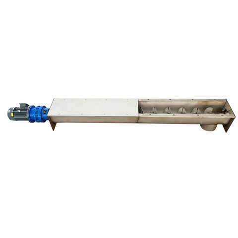 Rock Solid 304 Stainless Steel U Trough Auger Screw Conveyor Featuring A 9 Inch Helical Blade driven by a 220V 3 Phase 3KW Motor