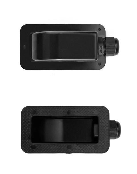Top and bottom view of 4 Pack IP68 Solar Cable Entry Gland, Waterproof ABS 1 Way Cable Housing for RV, Caravan, Marine & Solar Panel Roof Installations.