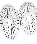 Heavy Duty Front Brake Rotor Pair Two Piece Set For Left Driver And Right Passenger Side Replacement stainless steel silver finish