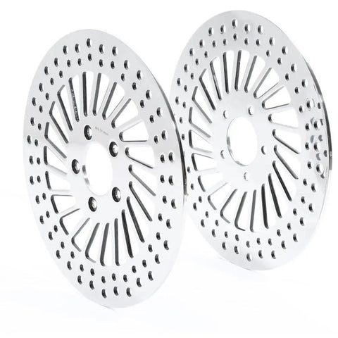 Heavy Duty Front Brake Rotor Pair Two Piece Set For Left Driver And Right Passenger Side Replacement stainless steel silver finish
